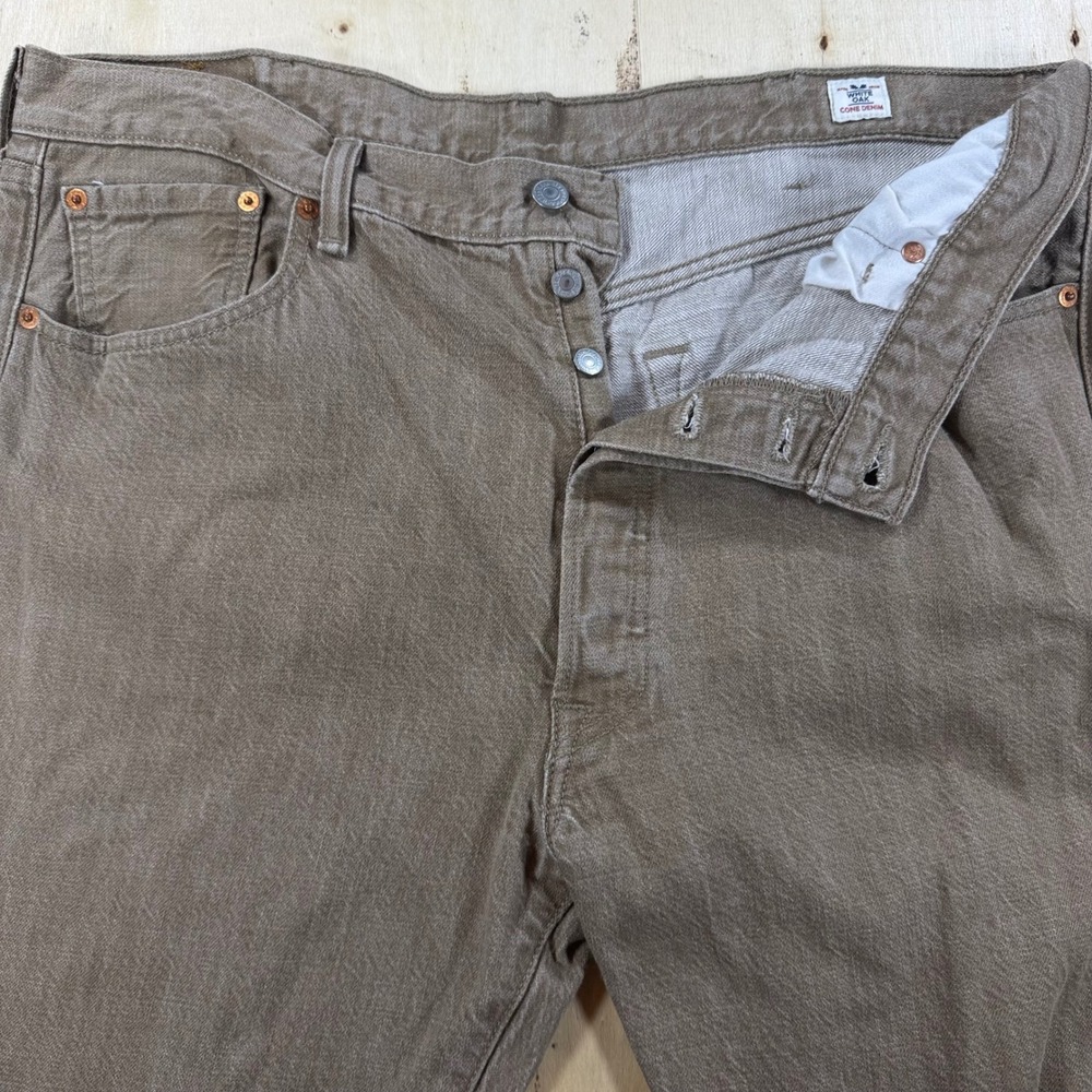 Levis 501 Original Fit Brown White Oak Cone Denim Jeans Mens 40x32 Button Fly - Picture 4 of 6